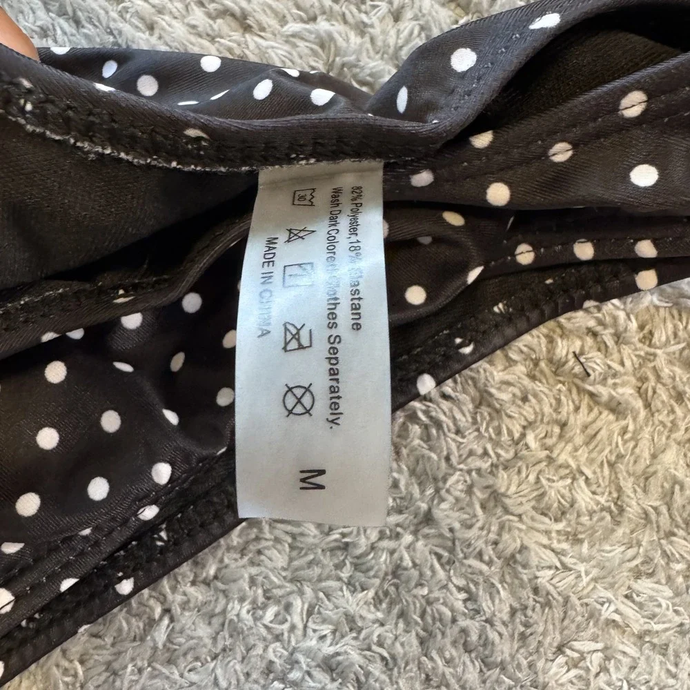 Boutique Polka Dot Bikini Set Medium Black White High Cut Underwire